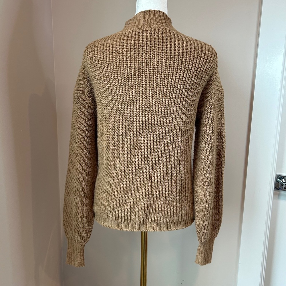 J.Crew Womens Mock Neck Diagonal Cable Knit Sweater Camel Tan Brown Small - Picture 4 of 7